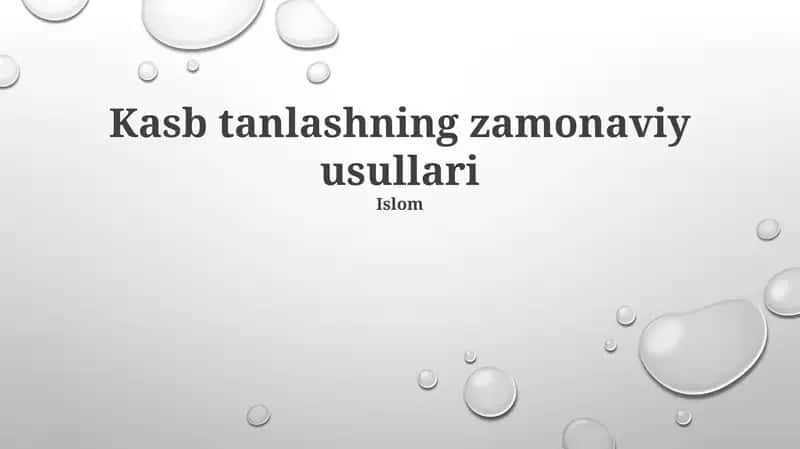 Zamonaviy Kasb Tanlash Usullari