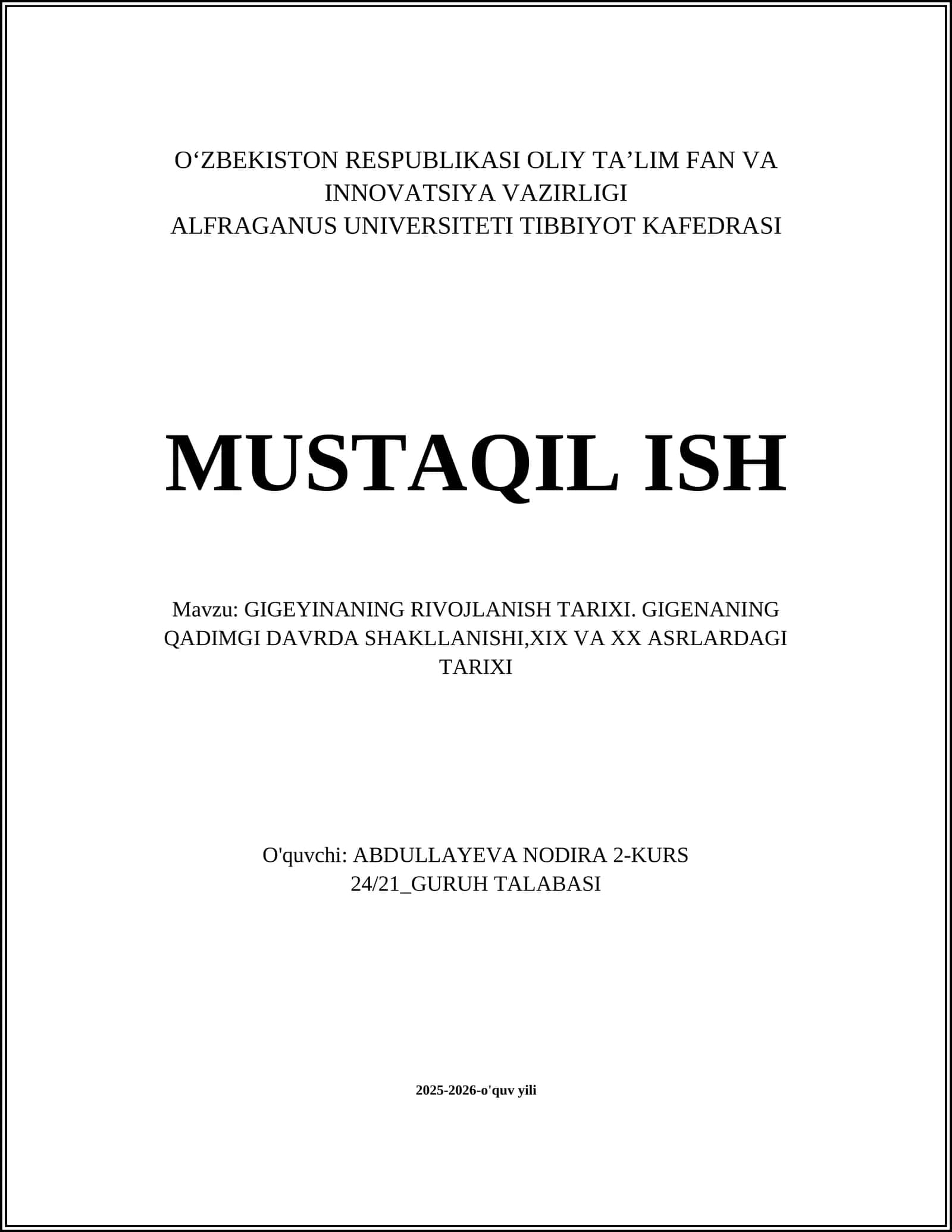 GIGEYINANING RIVOJLANISH TARIXI. GIGENANING QADIMGI DAVRDA SHAKLLANISHI,XIX VA XX ASRLARDAGI TARIXI