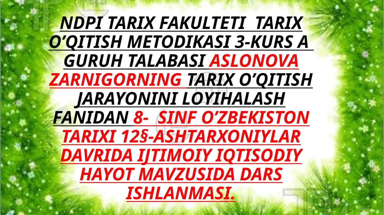 8-sinf O'zbekiston tarixi dars ishlanma. Ashtarxoniylar davrida ijtimoiy iqtisodiy hayot