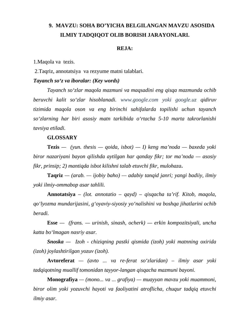SOHA BO’YICHA BELGILANGAN