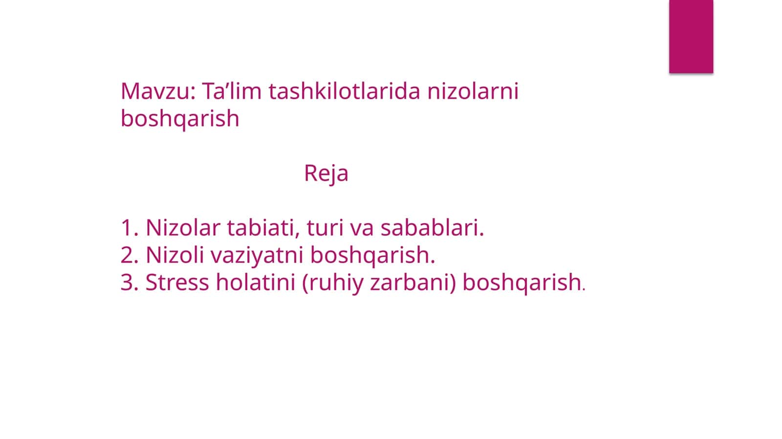 Ta’lim tashkilotlarida nizolarni boshqarish