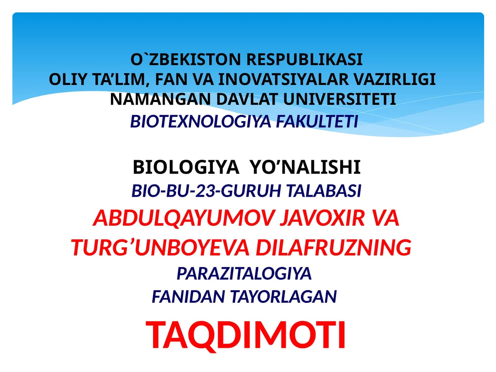 Parazit bir hujayralilardan koktsidyalarning tuzilishi va rivojlanishi