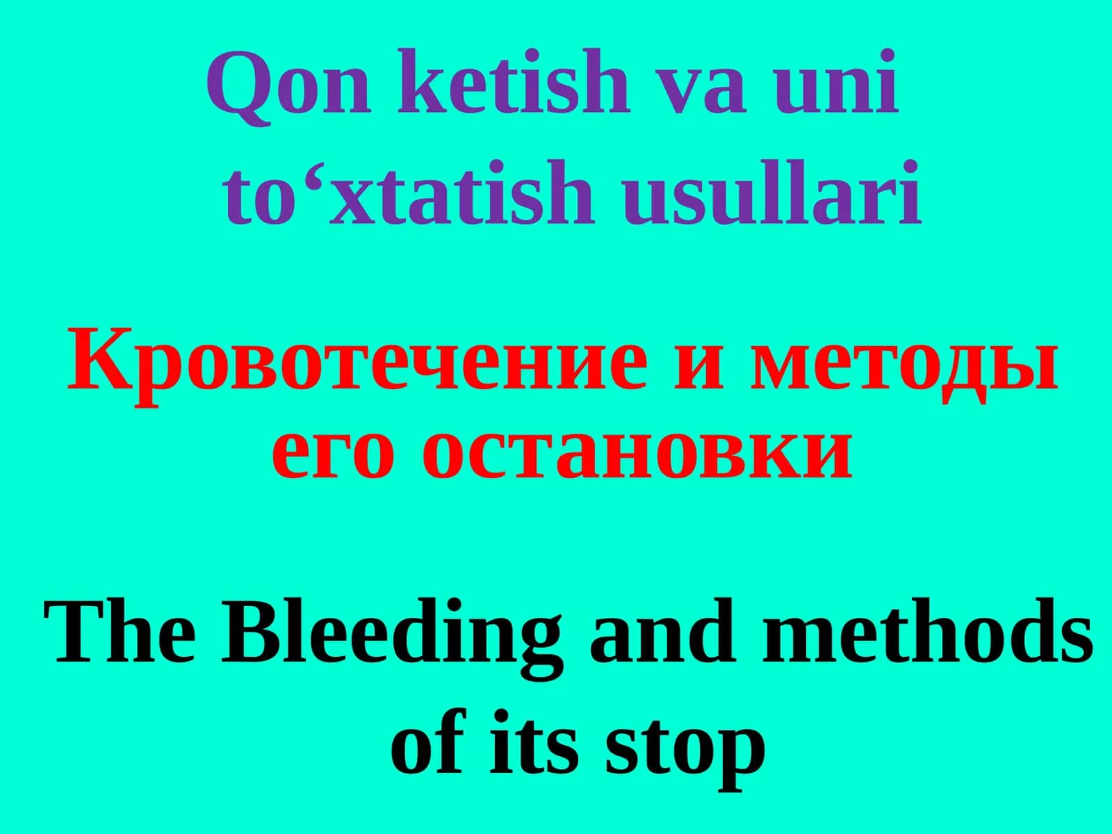 Qon ketish va uni to‘xtatish usullari