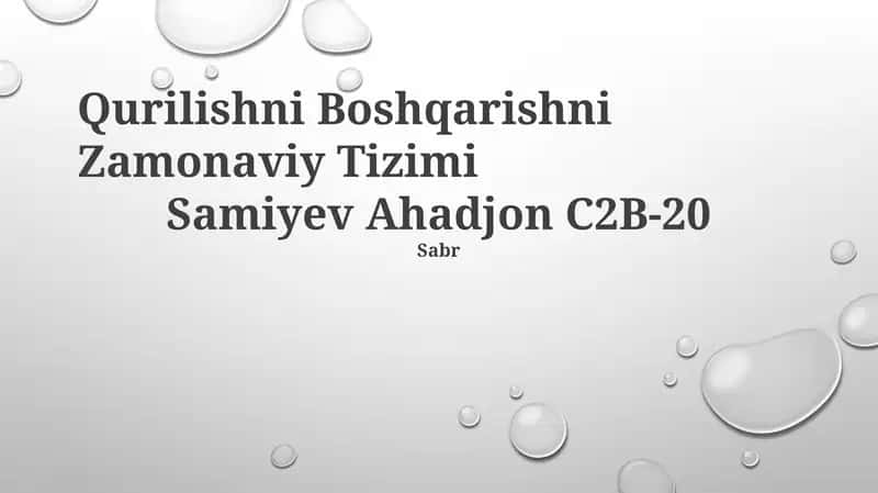 Qurilishni Boshqarishni Zamonaviy Tizimi