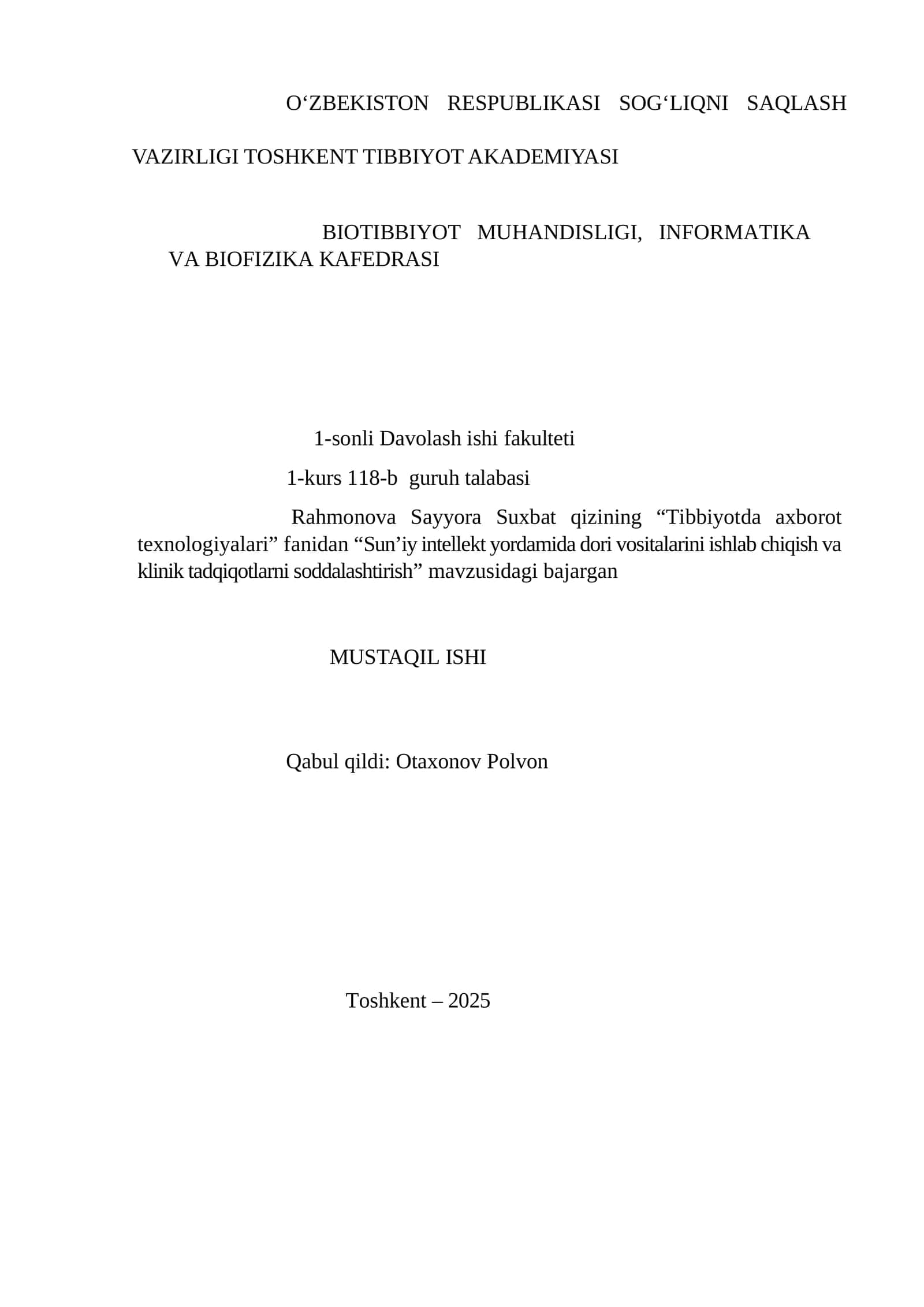Sun’iy intellekt yordamida dori vositalarini ishlab chiqish va klinik tadqiqotlarni soddalashtirish