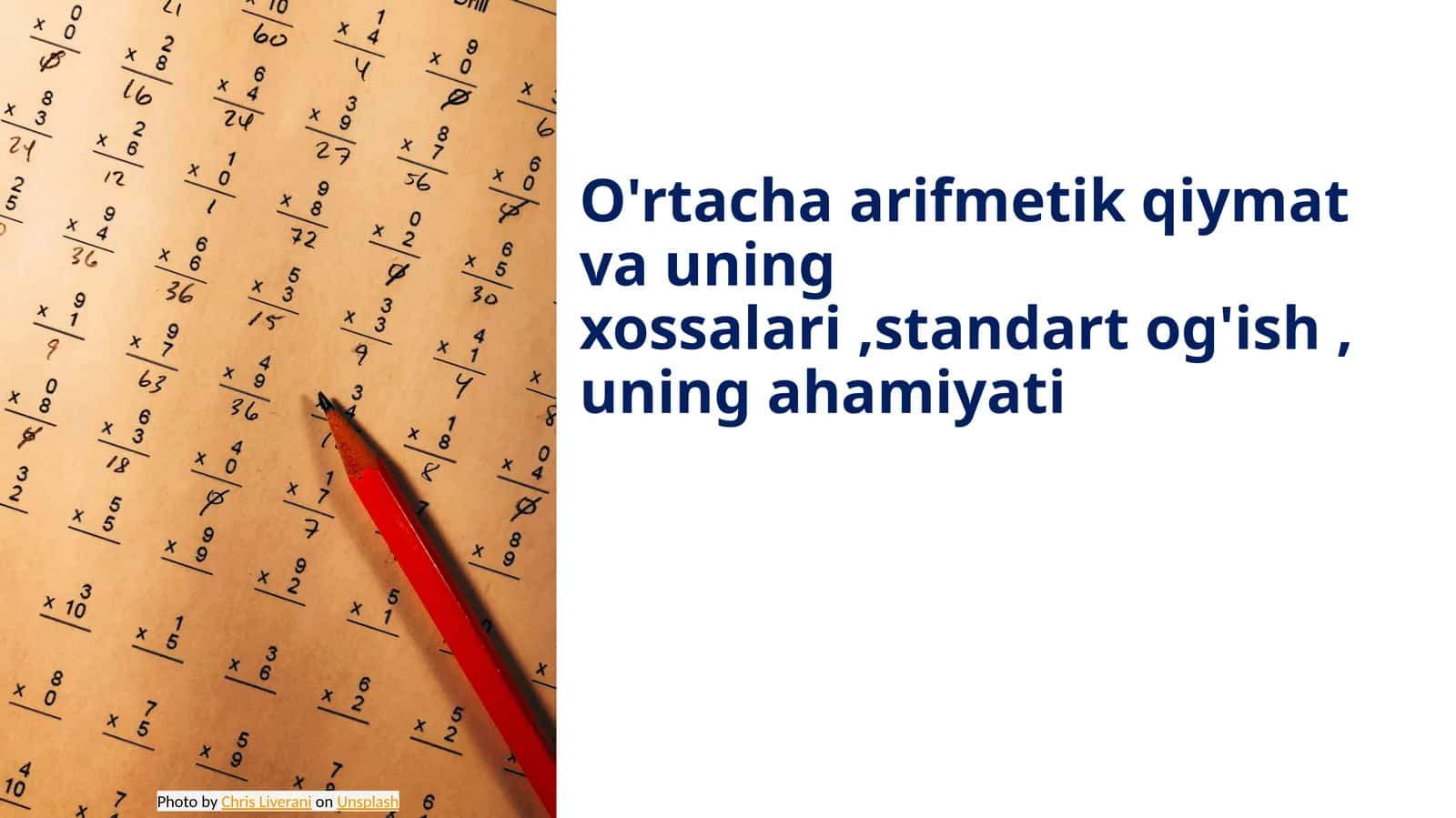 O'rtacha arifmetik qiymat va uning xossalari,standart og'ish, uning ahamiyati