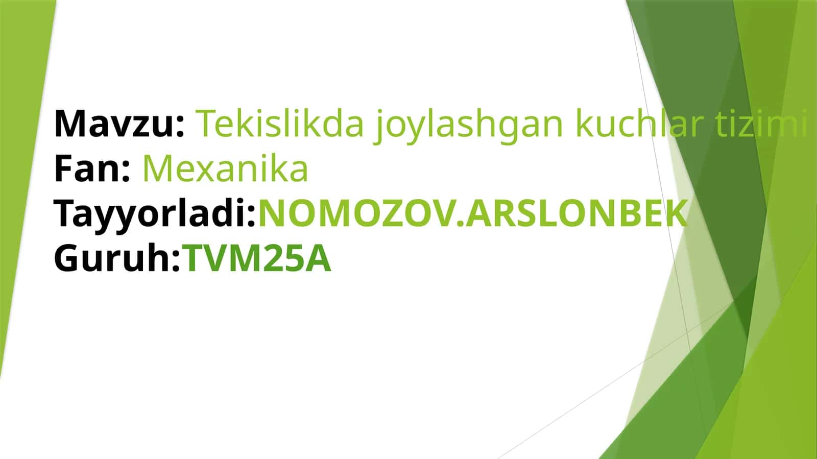 Tekislikdajoylashgankuchlartizimi