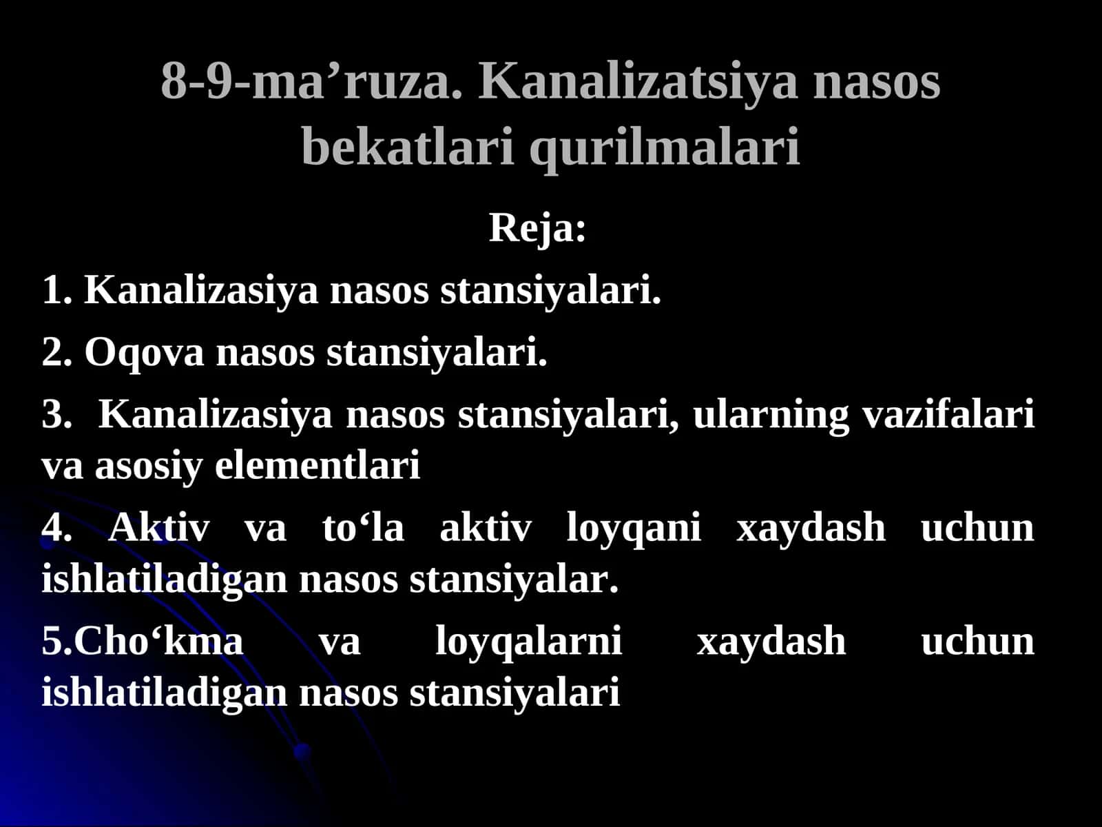 Kanalizatsiya nasos bekatlari qurilmalari