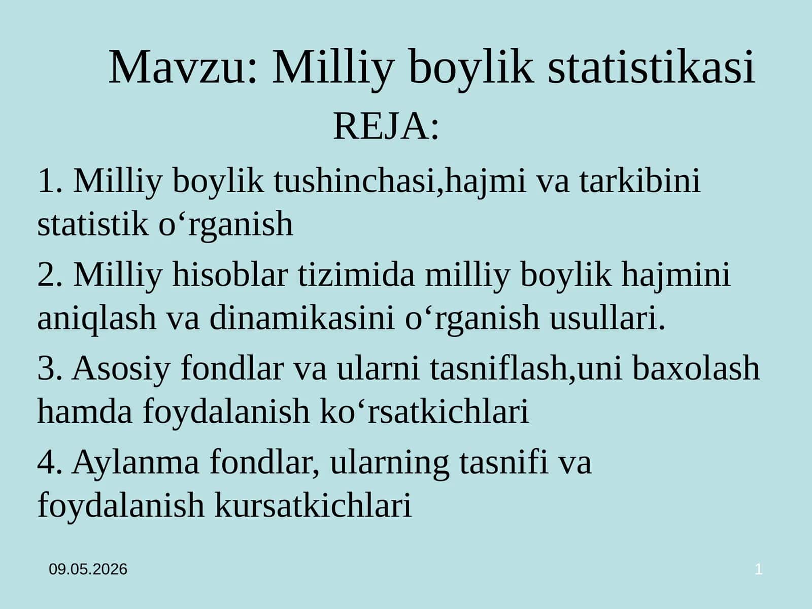 Milliy boylik statistikasi