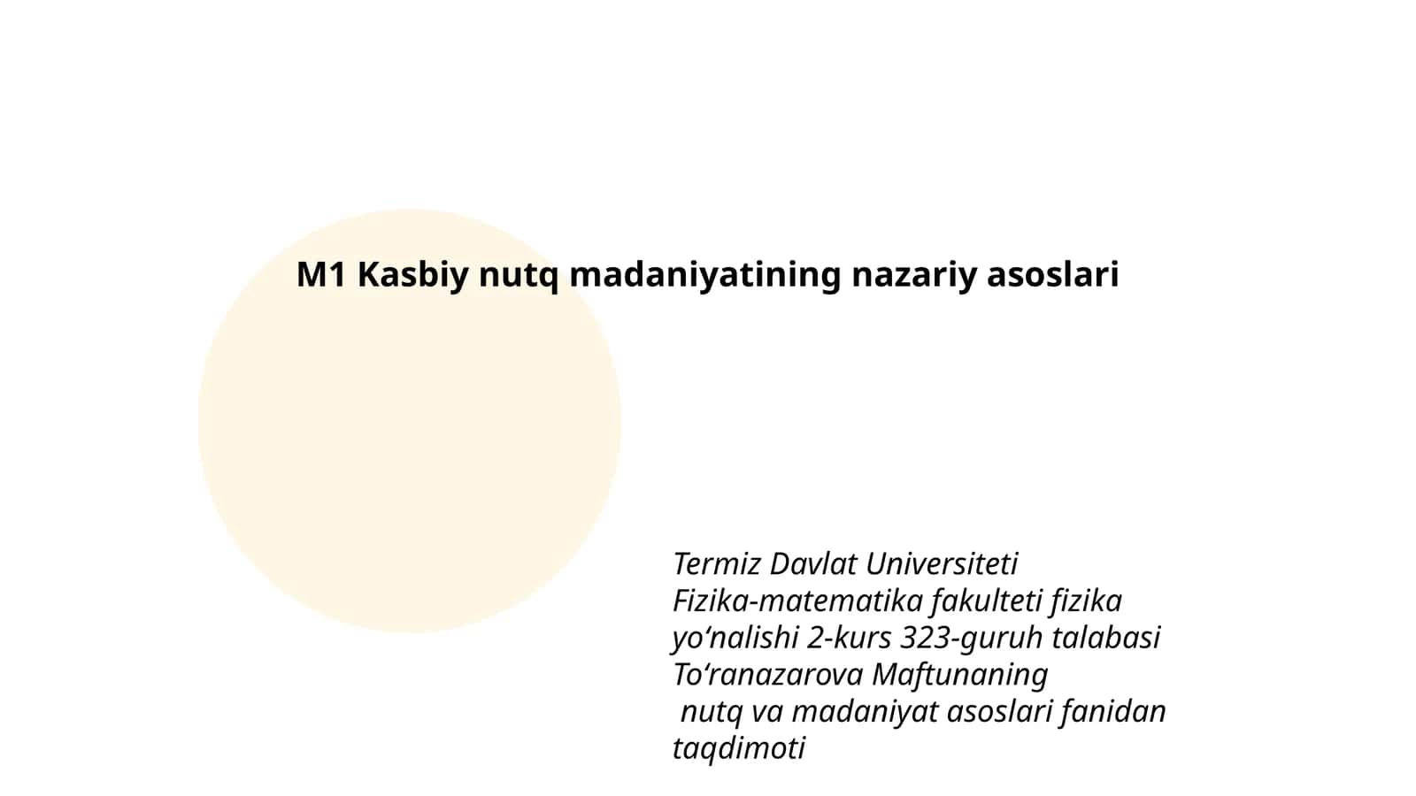 M1 Kasbiy nutq madaniyatining nazariy asoslari