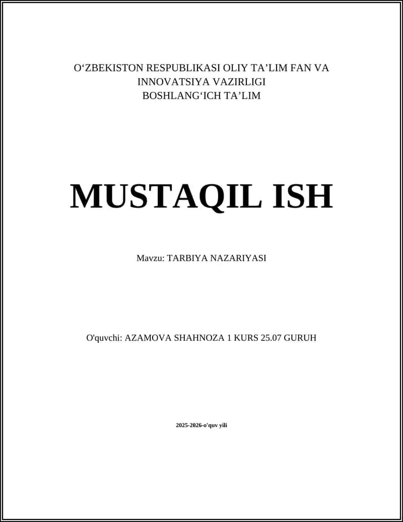 TARBIYA NAZARIYASI