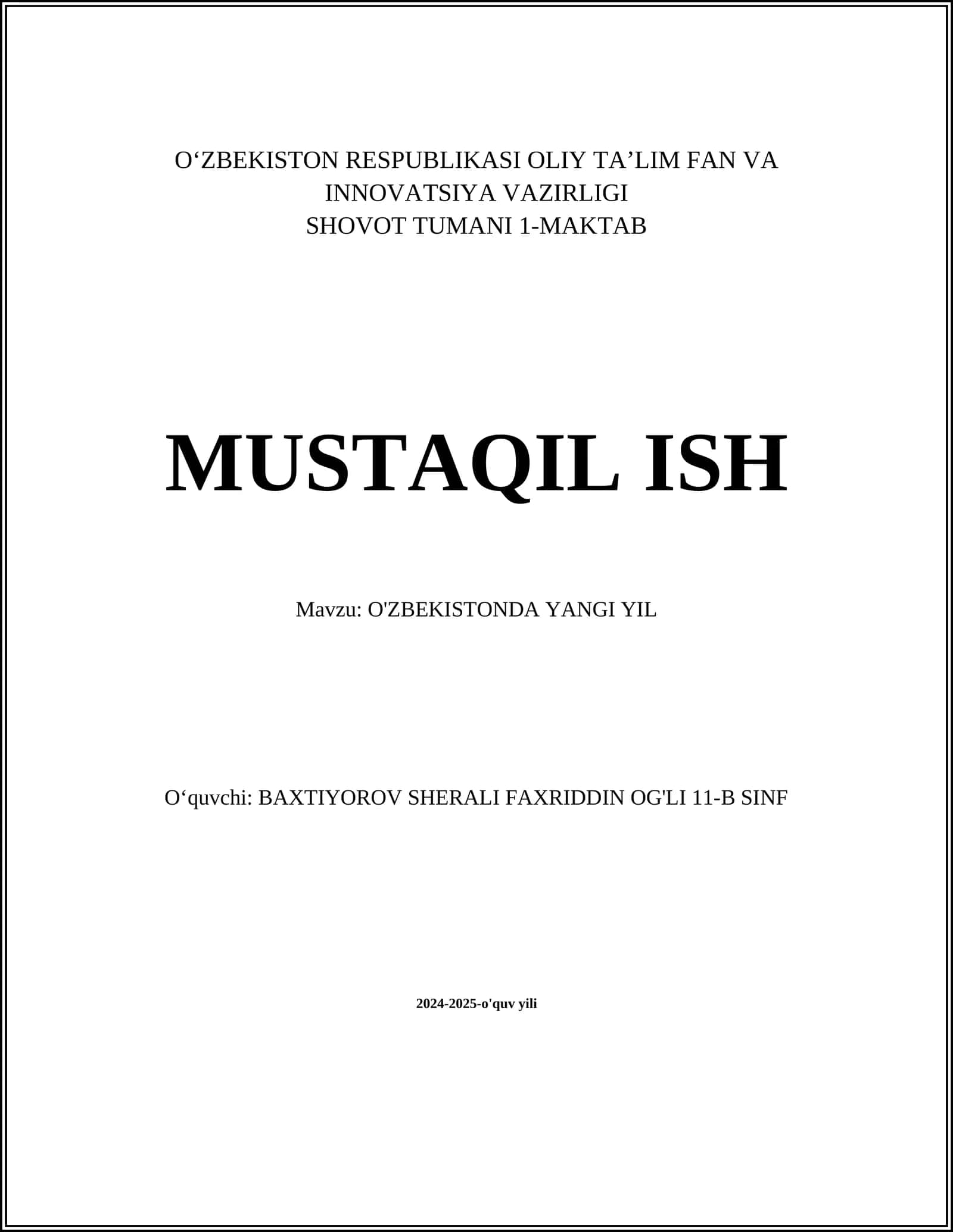 O'zbekistonda yangi yil