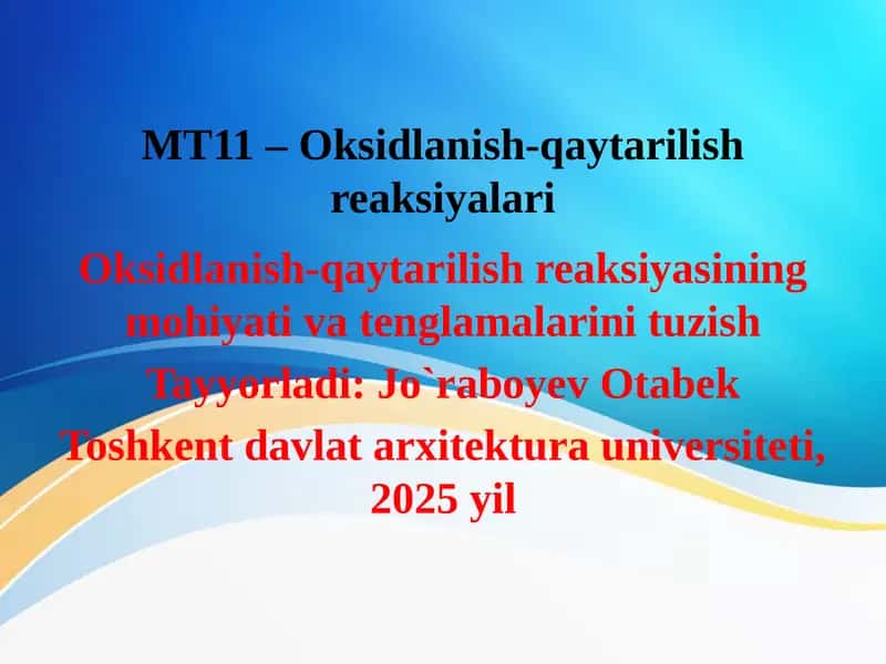 Oksidlanish-qaytarilish reaksiyalari