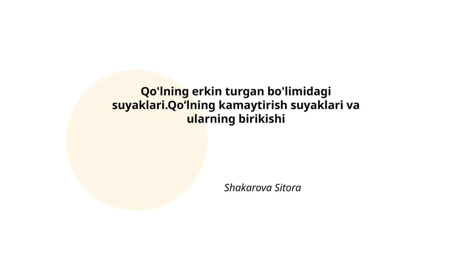 Qo'lning erkin turgan bo'limidagi suyaklari
