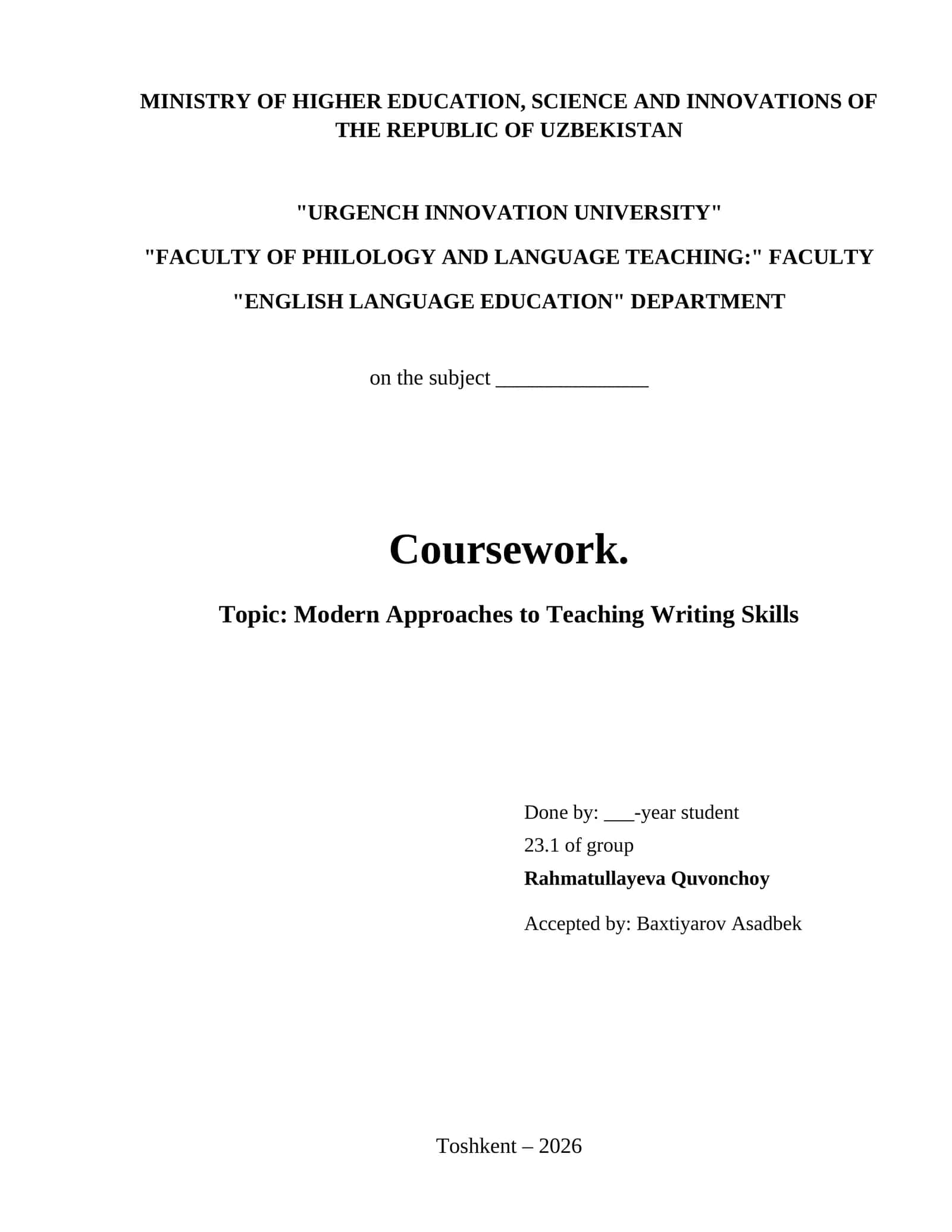 Modern Approaches to Teaching Writing Skills