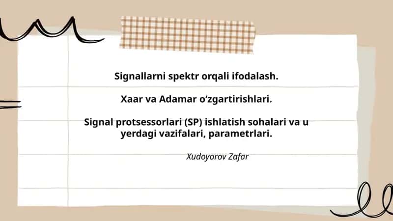 Signallarni spektr orqali ifodalash
