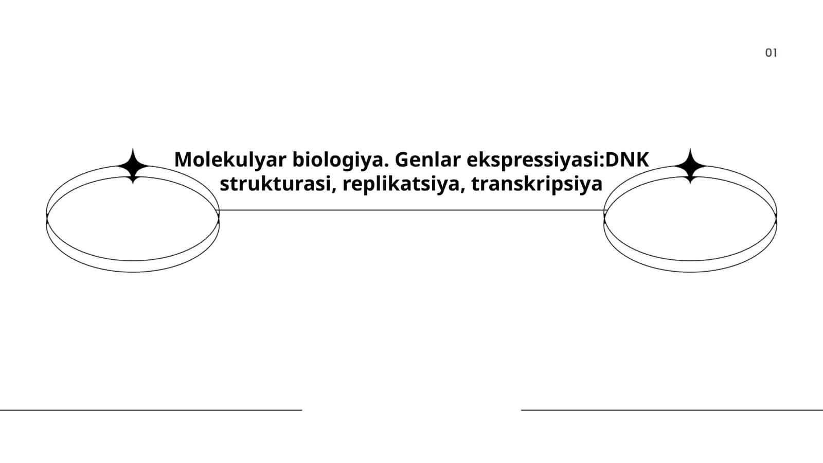 Molekulyar biologiya. Genlar ekspressiyasi:DNK strukturasi, replikatsiya, transkripsiya