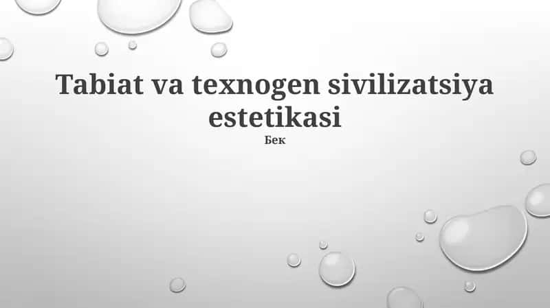 Tabiat va texnogen sivilizatsiya estetikasi