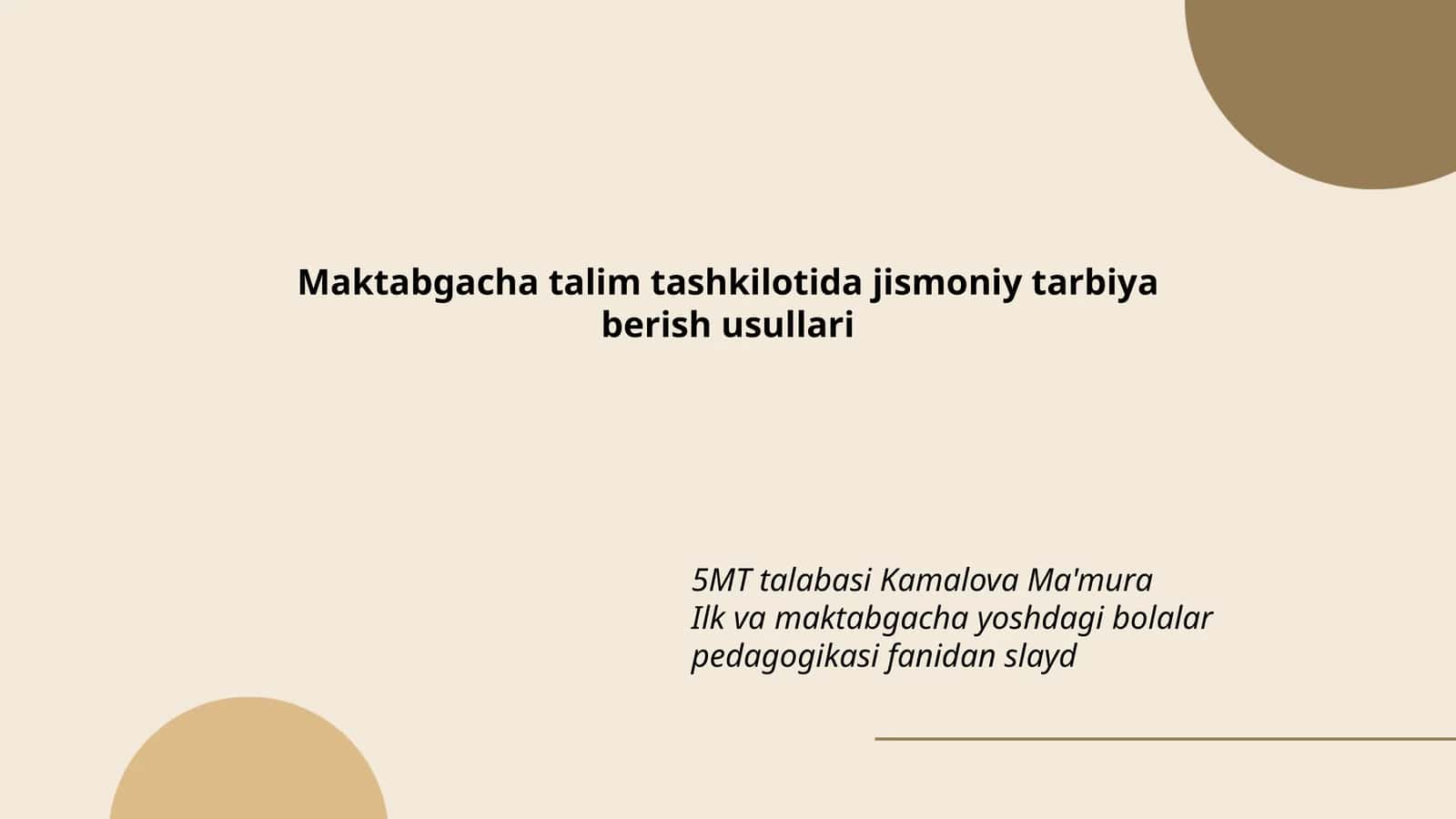Maktabgacha talim tashkilotida jismoniy tarbiya berish usullari