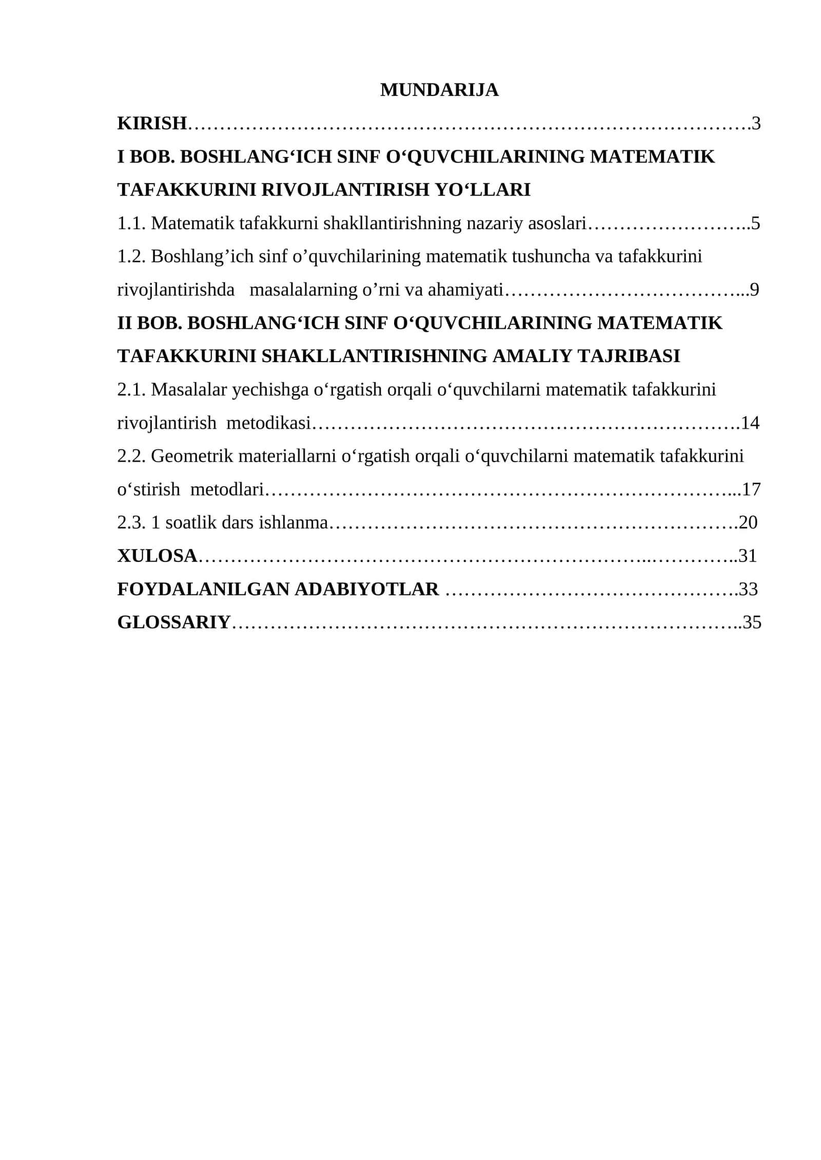 Boshlangʻich sinf oʻquvchilarining matematik tafakkurini shakllantirish