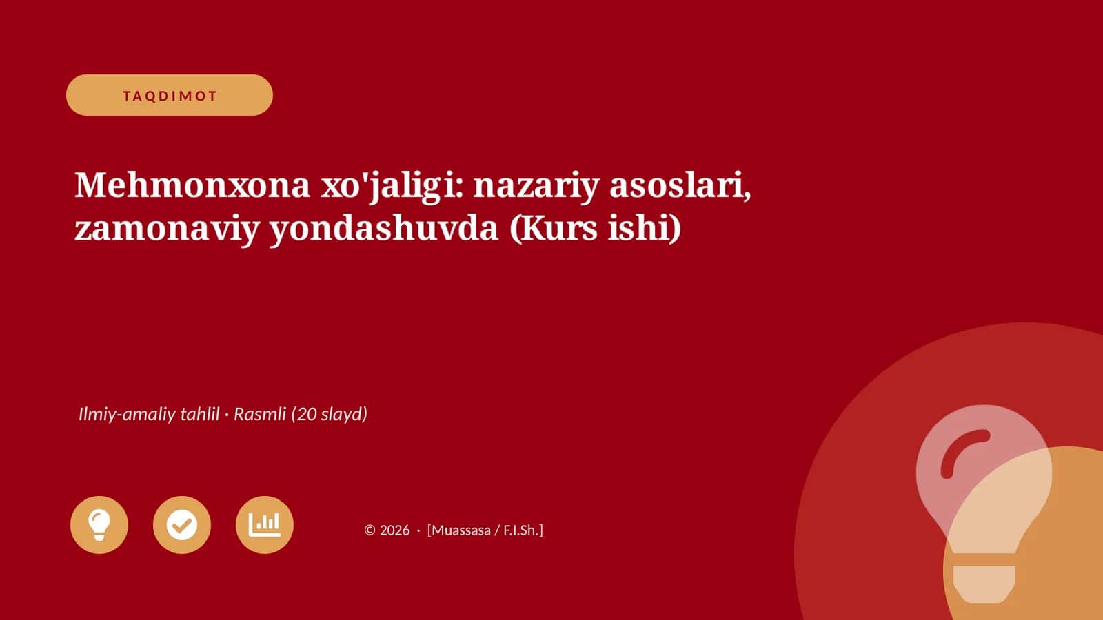 Mehmonxona xo'jaligi: nazariy asoslari, zamonaviy yondashuvda (Kurs ishi)