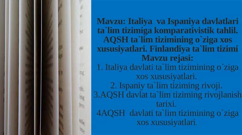 Italiya va Ispaniya davlatlari ta`lim tizimiga komparativistik tahlil