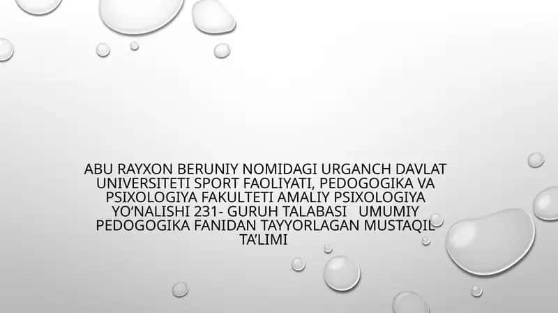 Umumiy pedagogika Oʻzbekiston respublikasining “Taʼlim Toʻgʻrisida”dagi qonuni