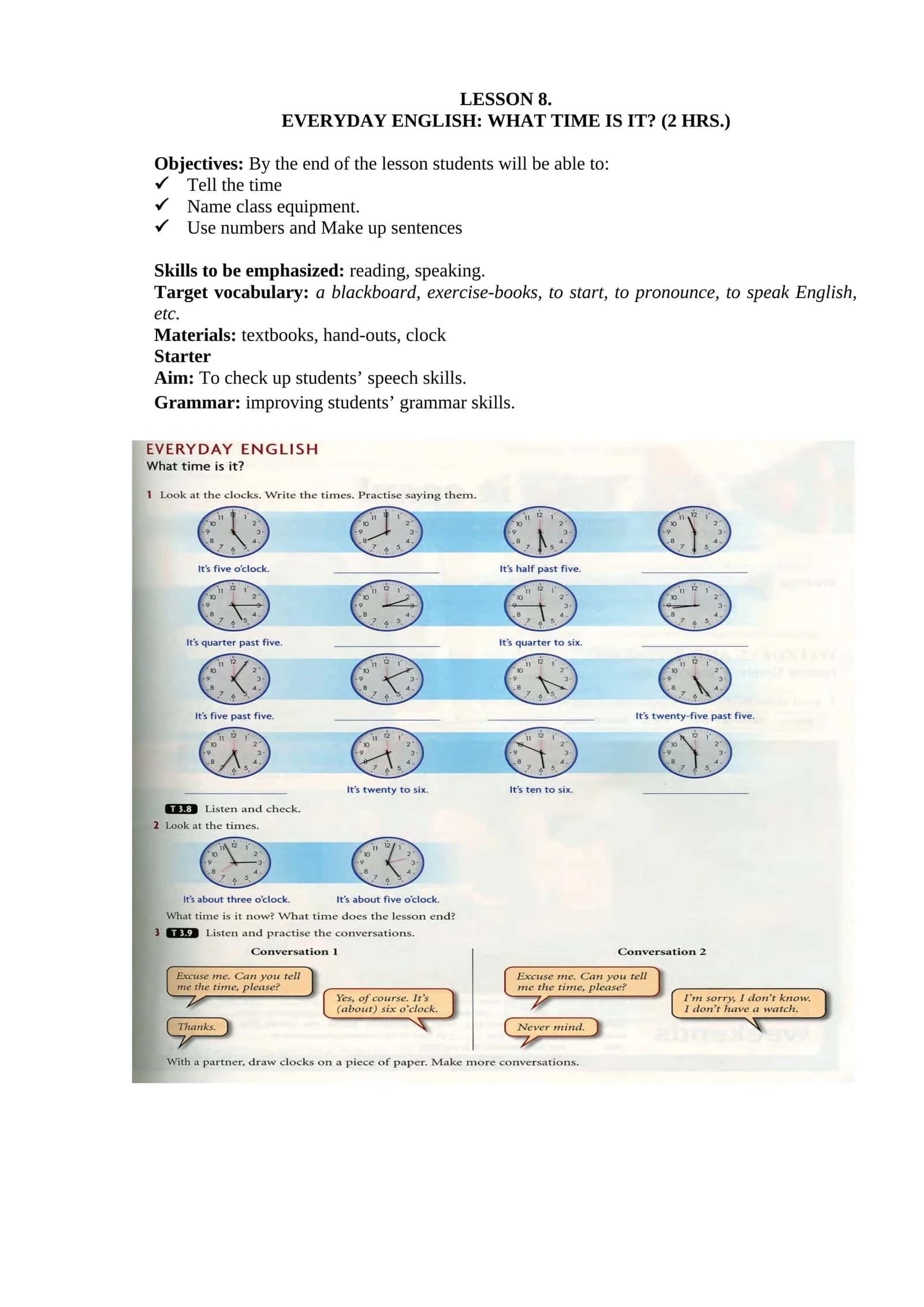 EVERYDAY ENGLISH: WHAT TIME IS IT?