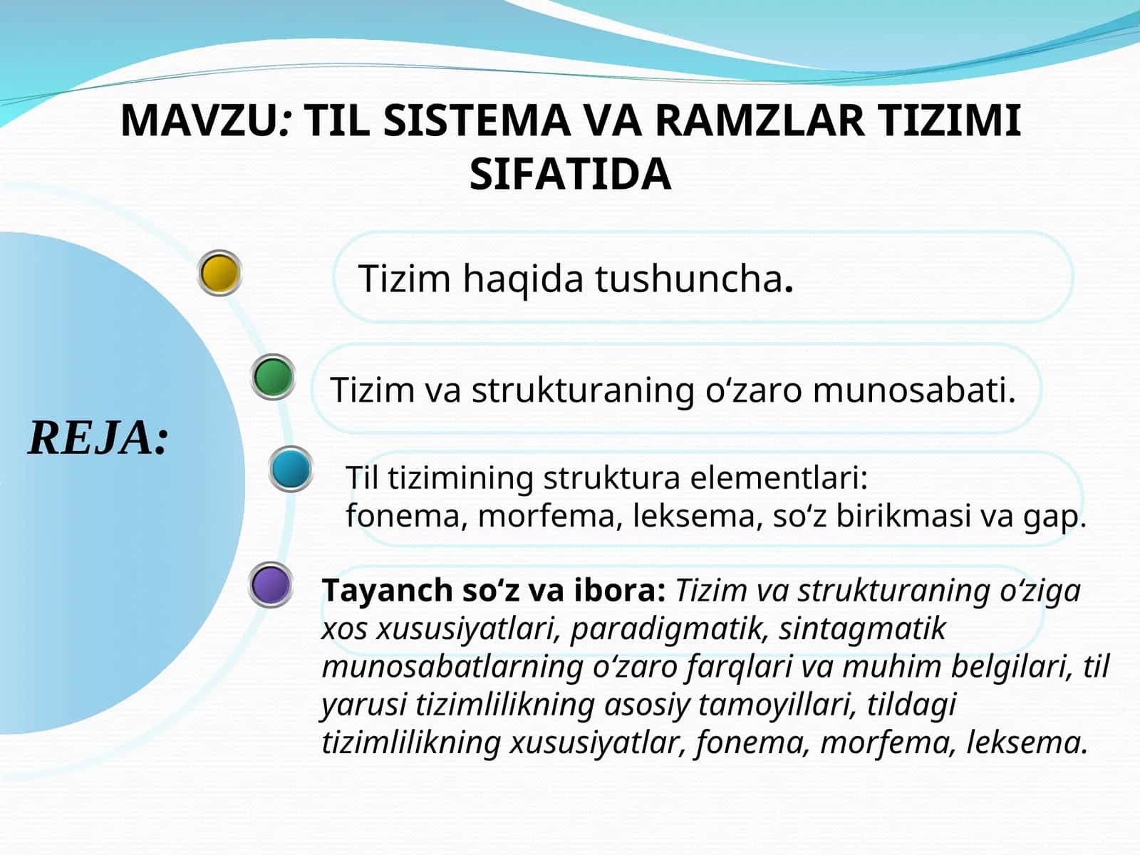 TILSISTEMA VARAMZLAR TIZIMI SIFATIDA