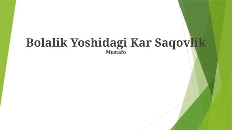 Bolalik Yoshidagi Kar Saqovlik