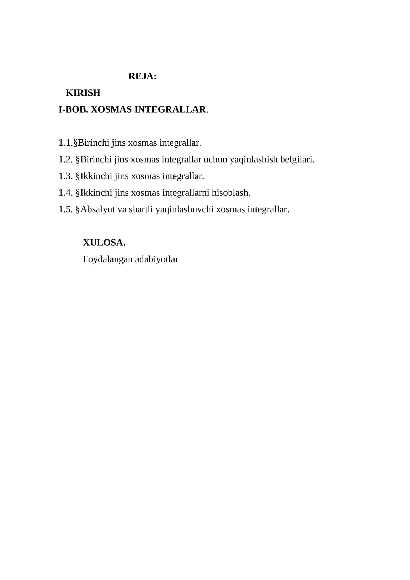 Xosmas integral