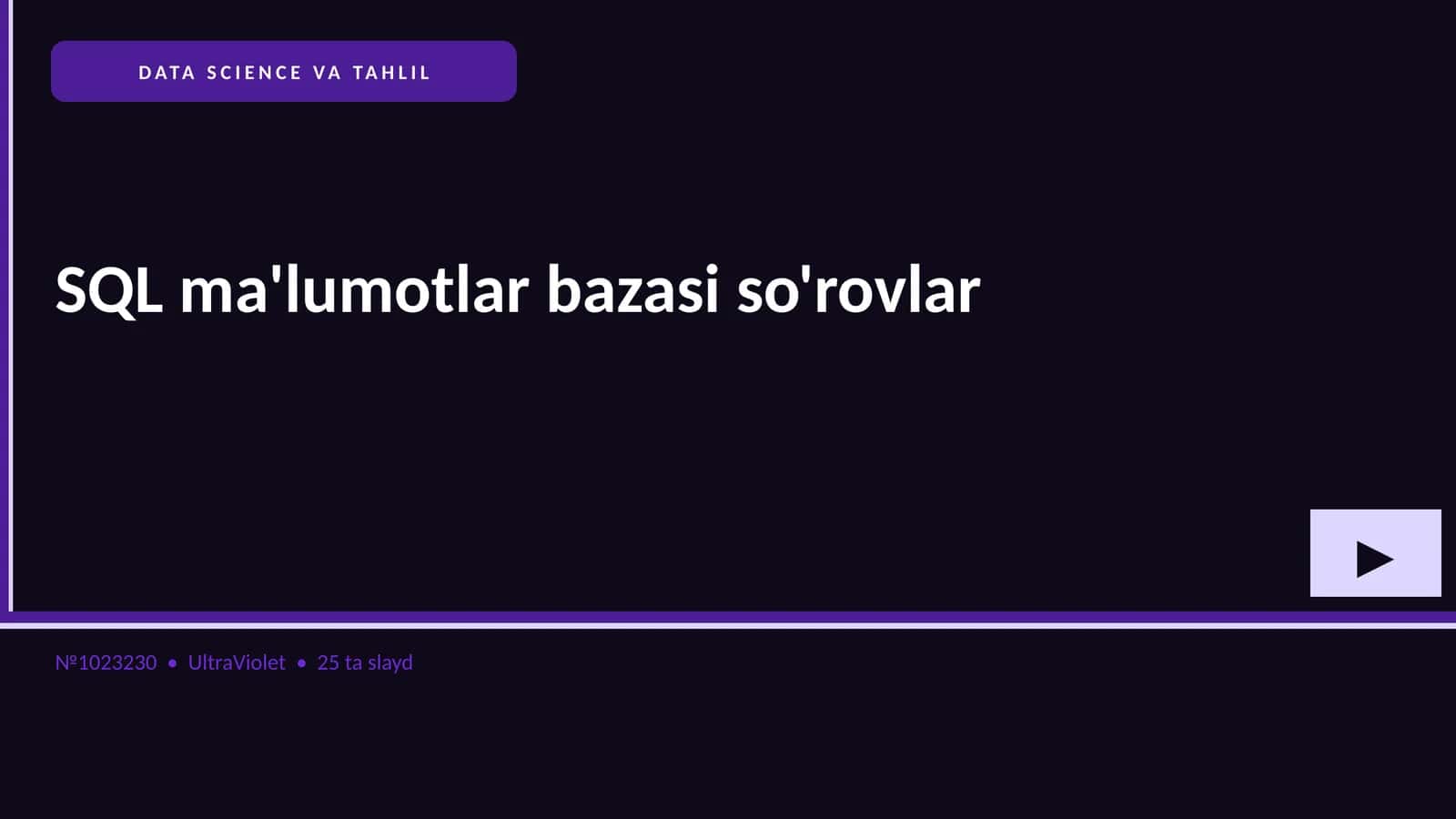 SQL ma'lumotlar bazasi so'rovlar