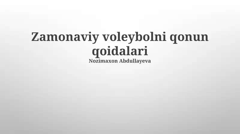 Zamonaviy voleybolni qonun qoidalari