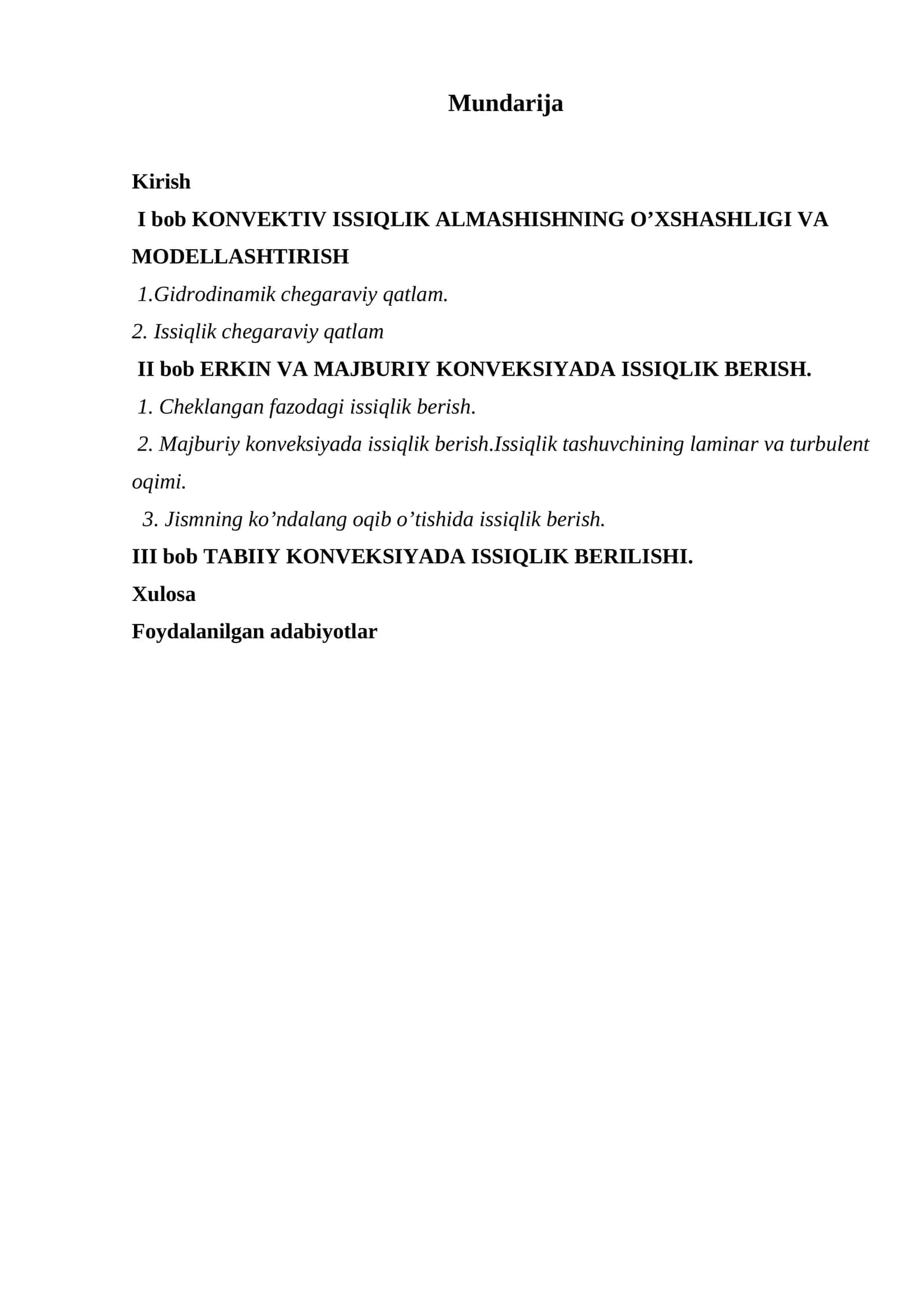 KONVEKTIV ISSIQLIK ALMASHISHNING О’XSHASHLIGI VA MODELLASHTIRISH