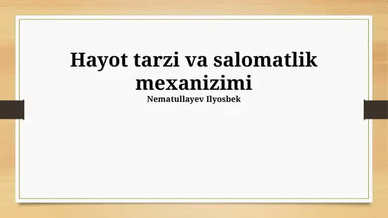 Soglom Turmush Tarzi Omillari