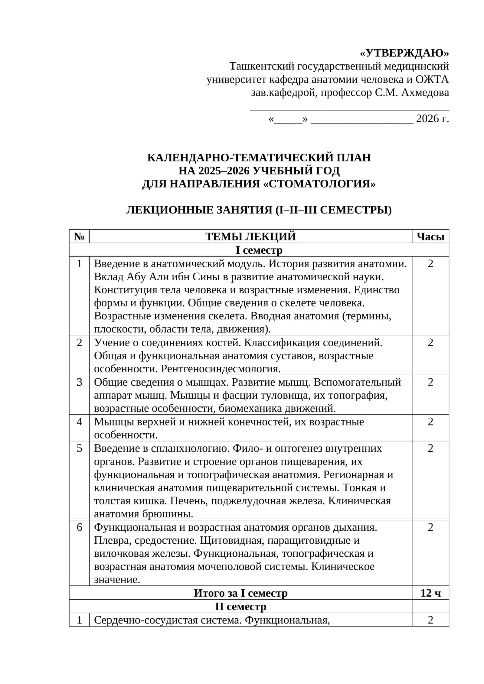 ТАШКЕНТСКИЙ ГОСУДАРСТВЕННЫЙ МЕДИЦИНСКИЙ УНИВЕРСИТЕТ, КАФЕДРА АНАТОМИИ ЧЕЛОВЕКА И ОЖТА