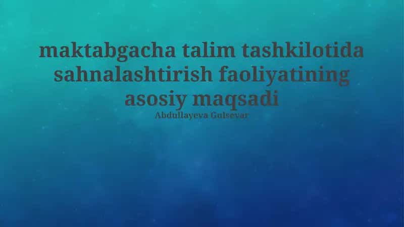 Ta'limiy sahnalashtirish