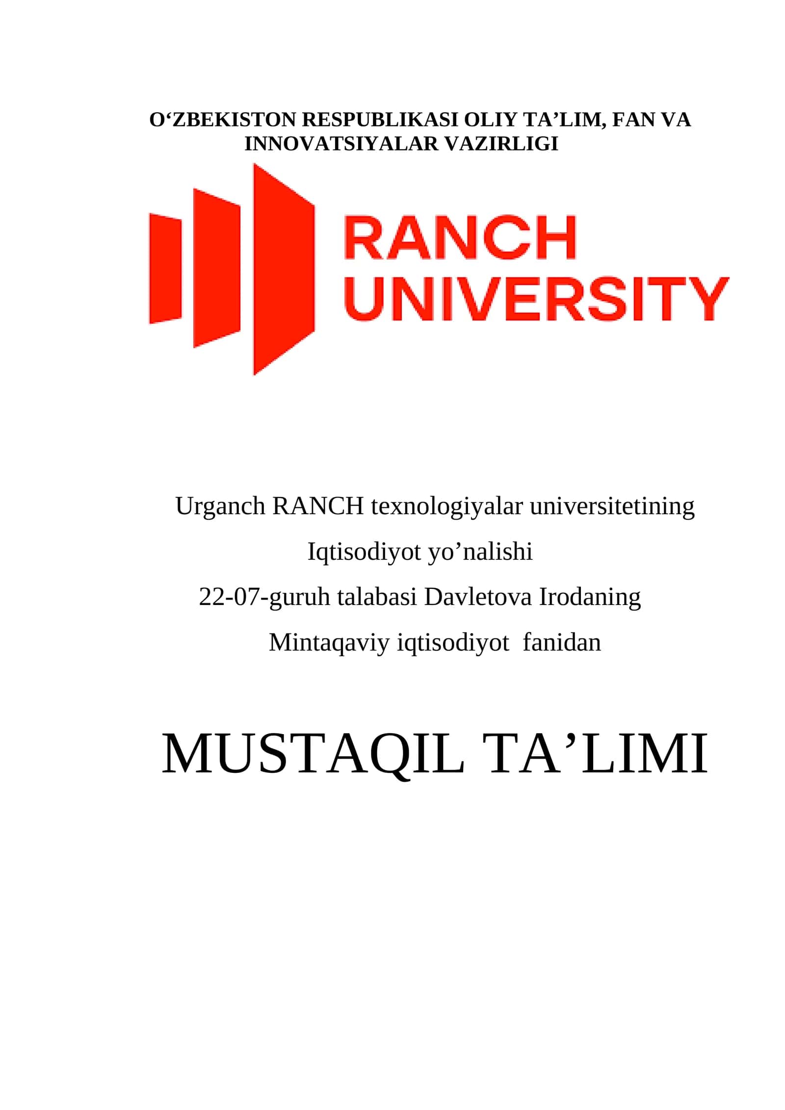Milliy iqtisodiyotning huquqiy tarkibi va uni takomillashtirish yo‘llari