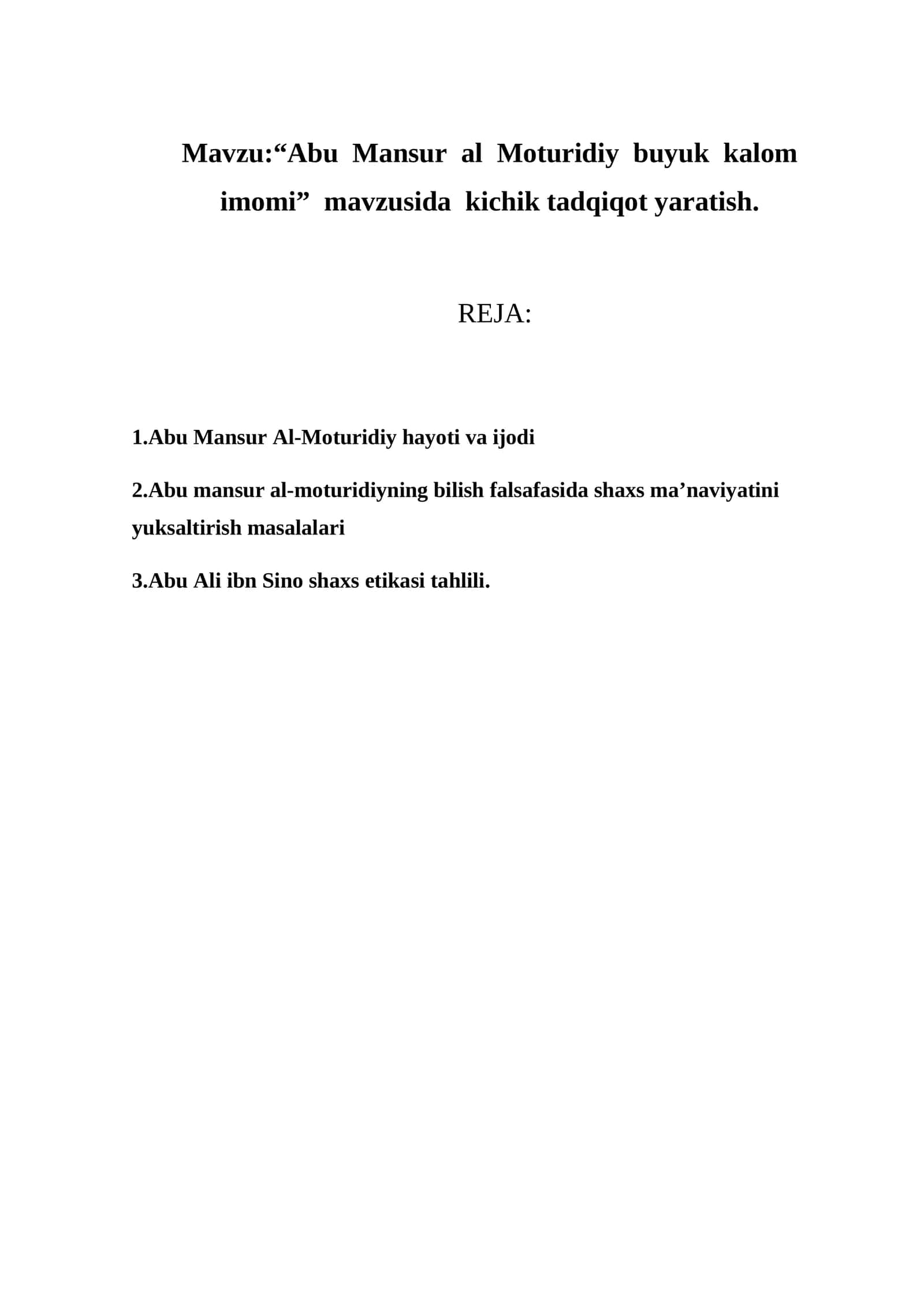 Abu Mansur al Moturidiy buyuk kalom imomi