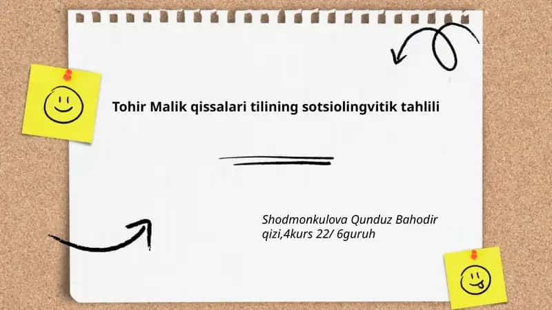 Tohir Malik qissalari tilining sotsiolingvitik tahlili