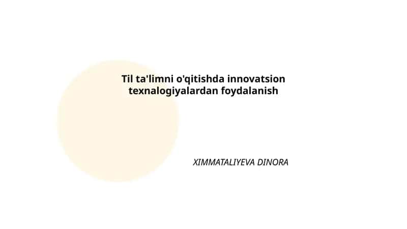 Yangi pedagogik texnologiyalar