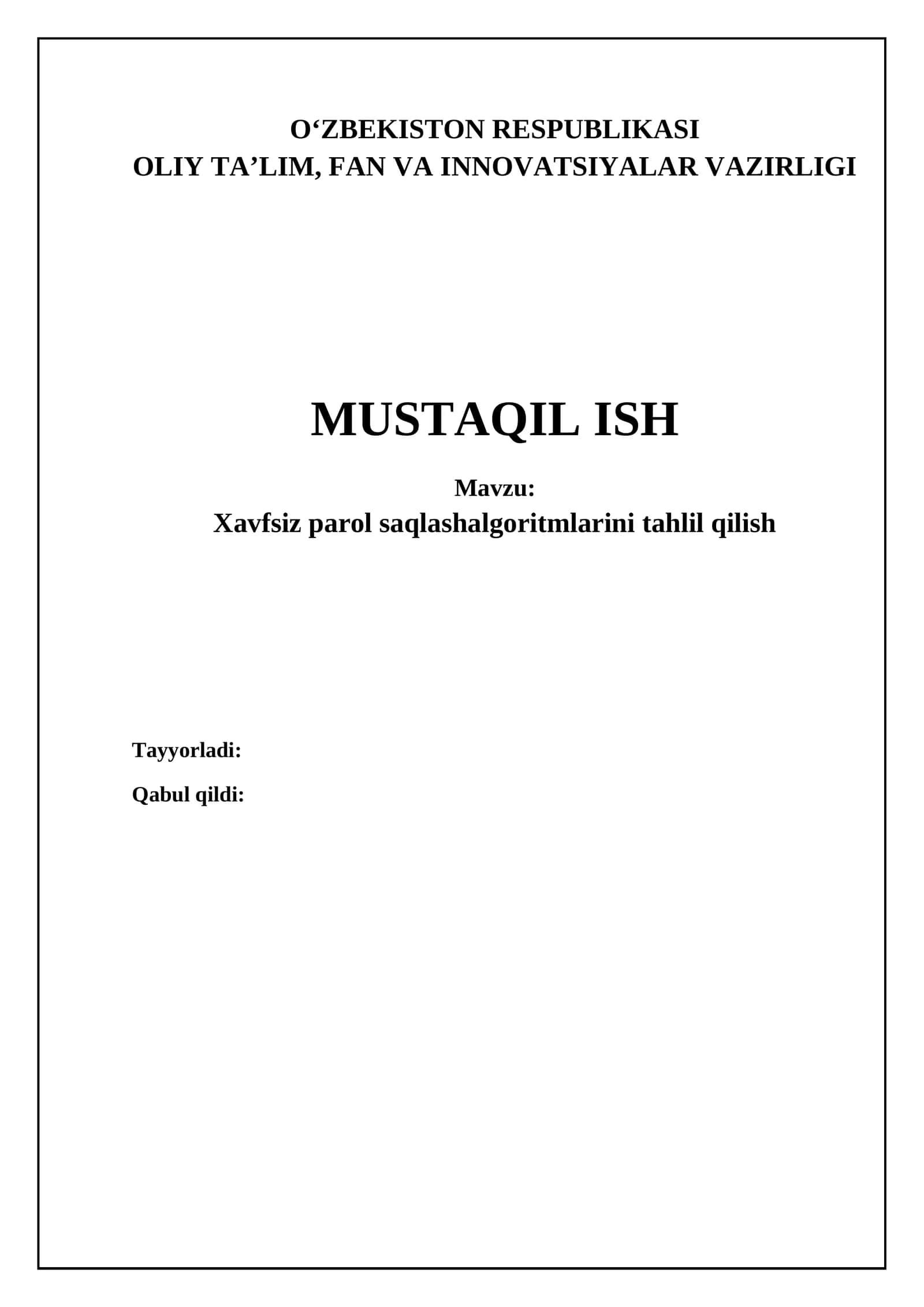 Parollarni xavfsiz saqlash algoritmlarining asosiy turlari