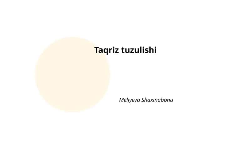 Taqriz tuzulishi