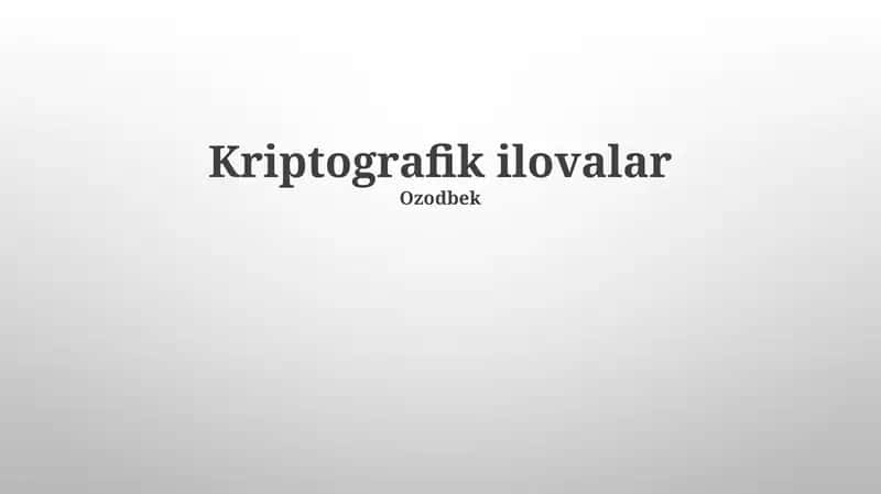 Kriptografik ilovalar