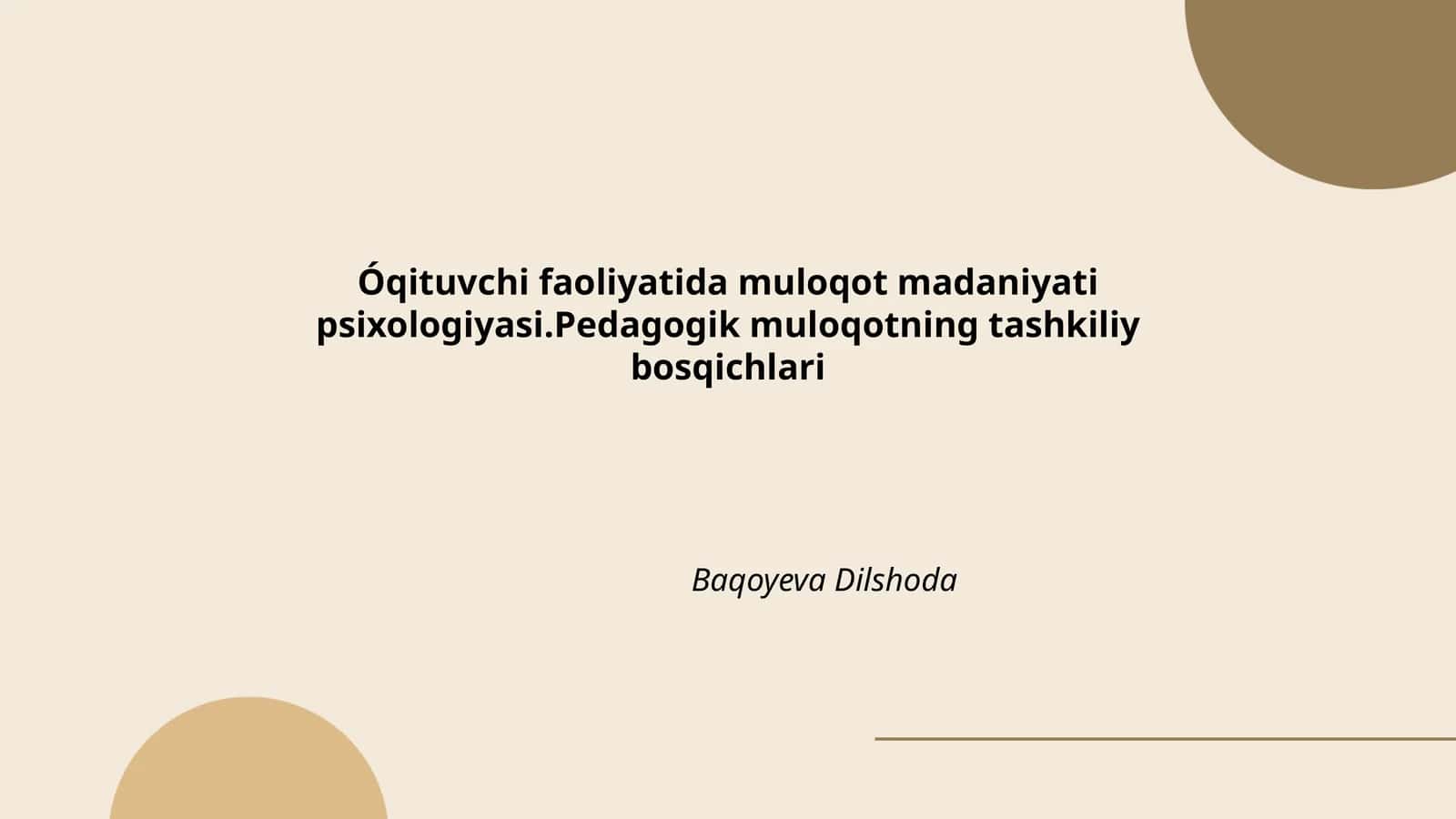 Muloqot Madaniyati va Psixologiyasi