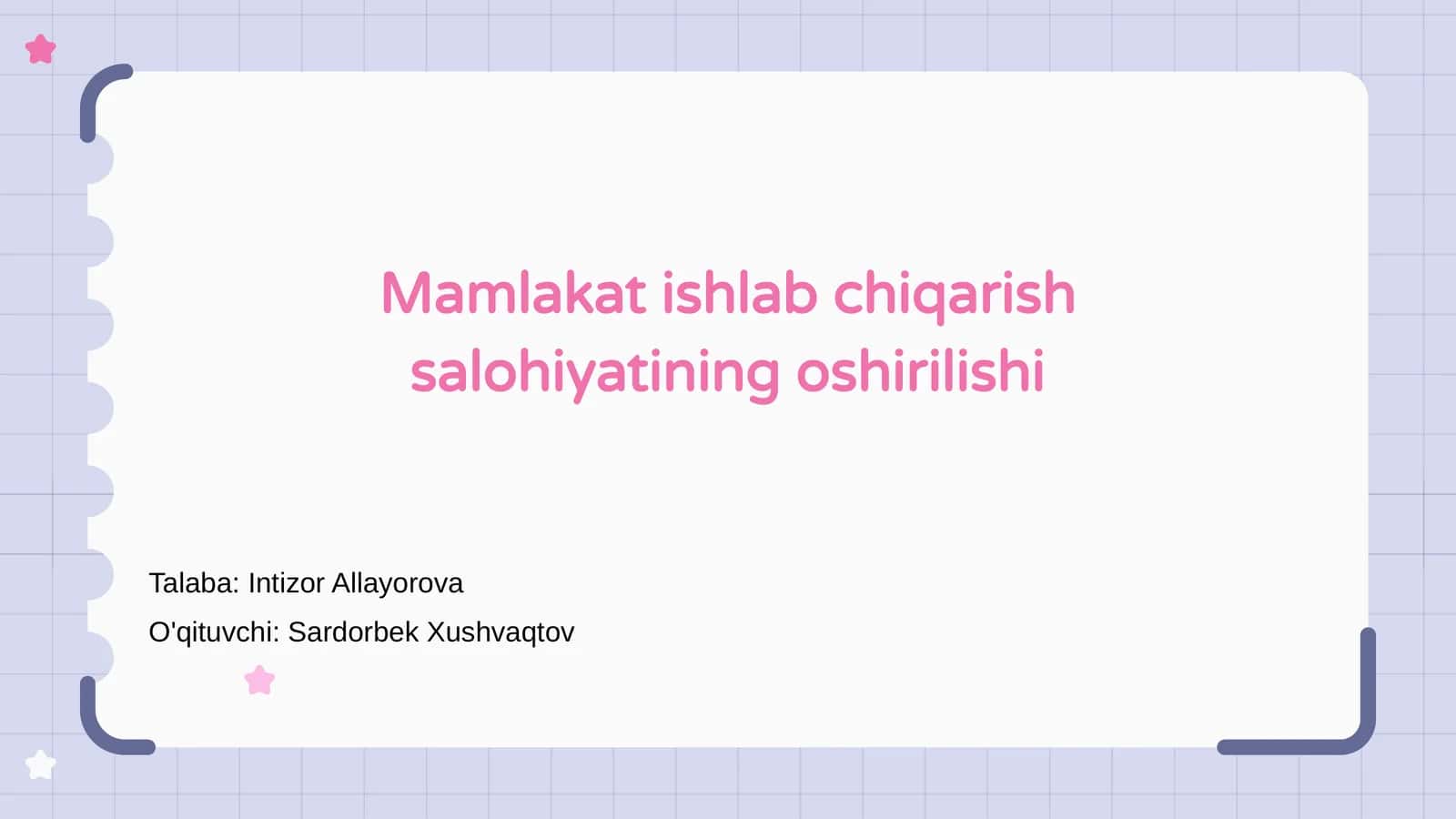 Mamlakat ishlab chiqarish salohiyatining oshirilishi