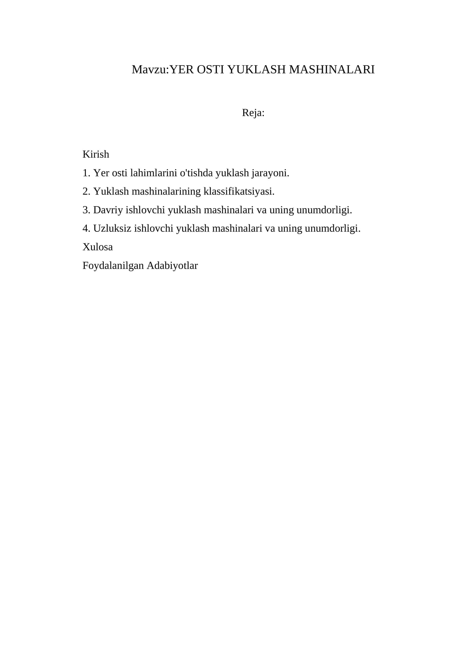 YER OSTI YUKLASH MASHINALARI