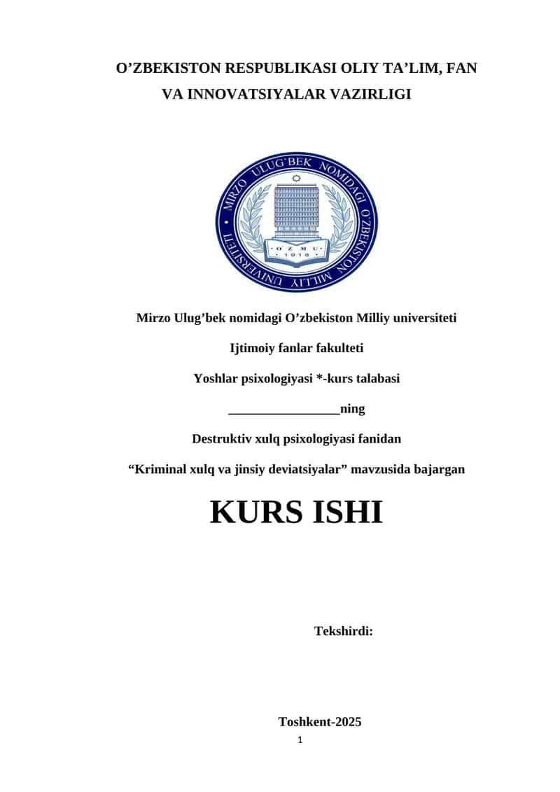 Kriminal xulq va jinsiy deviatsiyalar