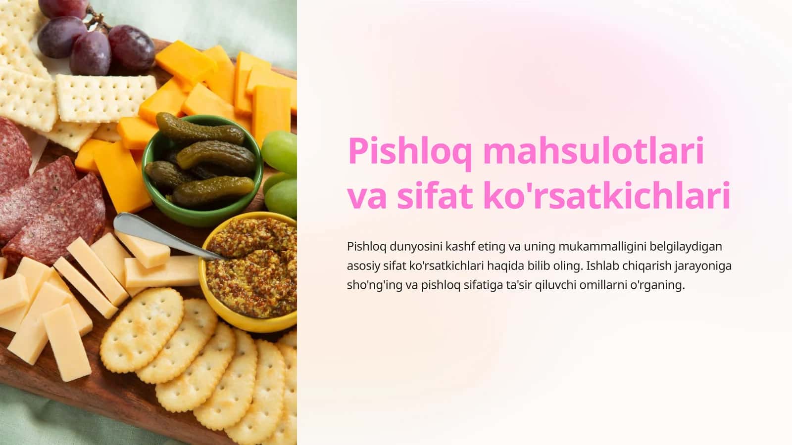 Pishloq mahsulotlari va sifat ko'rsatkichlari