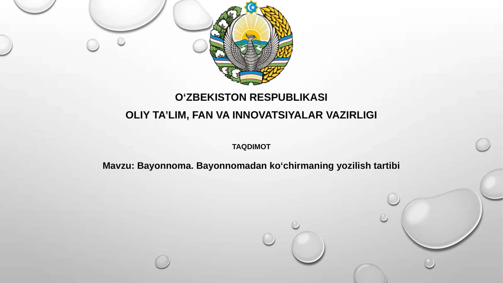 Bayonnoma.Bayonnomadankoʻchirmaningyozilishtartibi